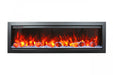 Amantii Symmetry Bespoke electric fireplace, front view with glass media