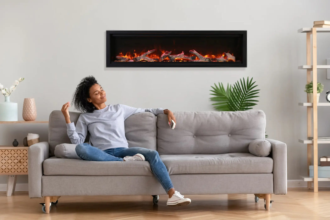 Symmetry Bespoke with rustic log set (60" model shown)