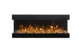 Amantii 88" Tru View XT Lumina Electric Fireplace - orange flames over glass media, front view