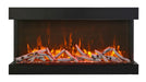 Amantii 88" Tru View XT Lumina Electric Fireplace - orange flames over birch logs, front view