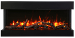 Amantii 88" Tru View XT Lumina Electric Fireplace - orange flames over a log set, front view (view 3)