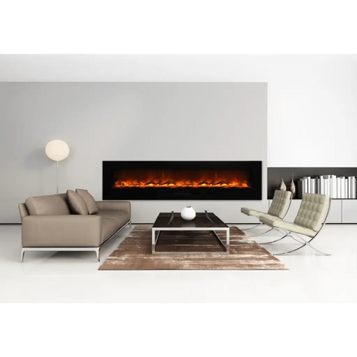 Amantii 88" Wall Mount/Flush Mount Electric Fireplace with Glass Surround Amantii