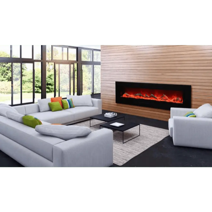 Amantii 88" Wall Mount/Flush Mount Electric Fireplace with Glass Surround Amantii