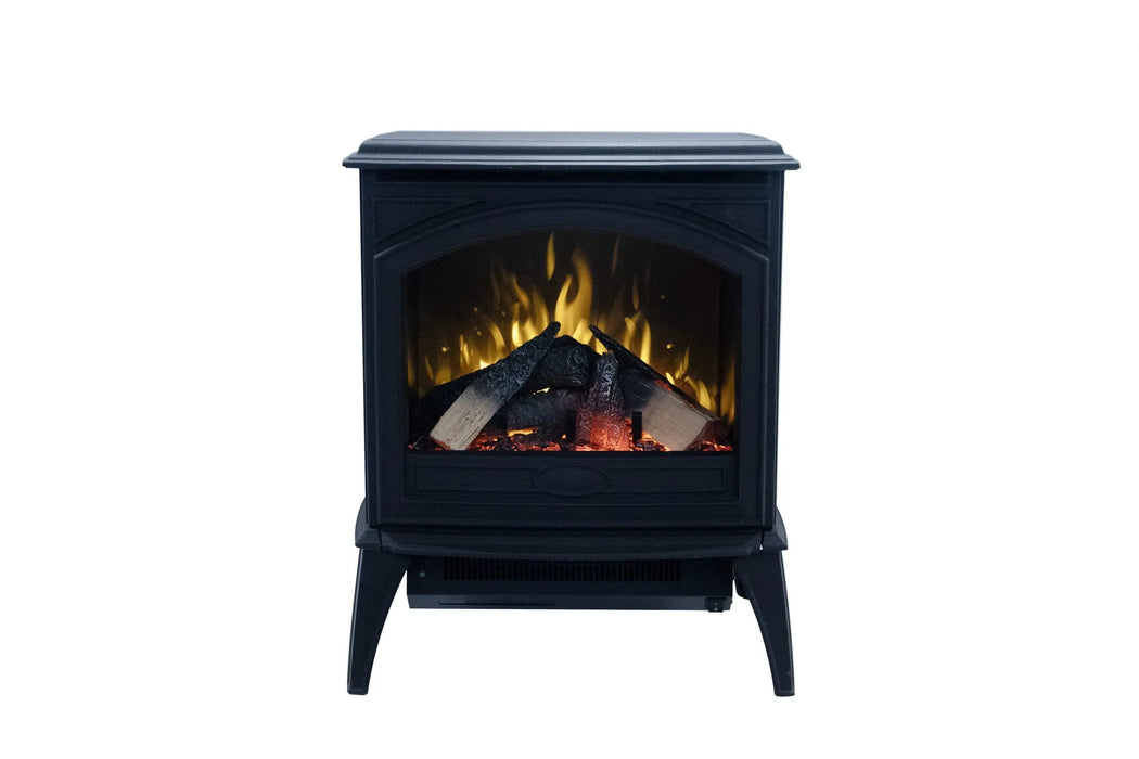 Amantii CastIron Freestanding Electric Fireplace - dark blue stove, front view