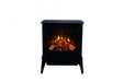 Amantii CastIron Freestanding Electric Fireplace - dark blue stove, angled view