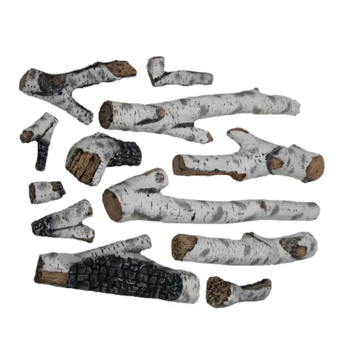 Amantii Design 12 Piece Large Birch Log Set with Deluxe Media Kit Amantii