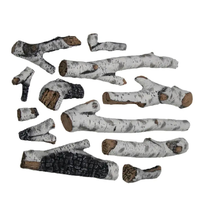 Amantii Design 12 Piece Large Birch Log Set with Deluxe Media Kit Amantii
