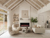 Amantii Evolution Linear Electric Fireplace by Fire & Ice - installed in a white vaulted living room
