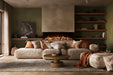 Amantii Fire & Ice LumaForest Built-In 3-Sided Electric Fireplace - installed in a plaster wall in an earth-toned living room