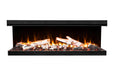 Amantii Fire & Ice LumaForest Built-In 3-Sided Electric Fireplace - orange flames over birch logs, front view