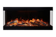 Amantii Fire & Ice LumaForest Built-In 3-Sided Electric Fireplace - orange flames over a log set, front view (view 2)