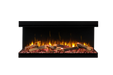 Amantii Fire & Ice LumaForest Built-In 3-Sided Electric Fireplace - orange flames over a log set, front view (view 8)