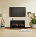 Amantii Pedestal Display for Fire & Ice LumaForest Indoor 3 Sided Built In Electric Fireplace - pedestal with fireplace below a wall-mounted TV on a beige wall