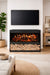 Amantii Pedestal Display for Fire & Ice LumaForest Indoor 3 Sided Built In Electric Fireplace - pedestal with firewood storage below a wall-mounted TV