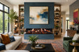 Amantii Signature MultiView Holo Electric Fireplace - installed below a painting between bookshelves