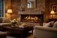 Amantii Signature MultiView Holo Electric Fireplace - installed in a brick wall in a warm living room