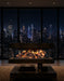 Amantii Signature MultiView Holo Electric Fireplace - freestanding before city windows at night