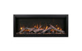 Amantii Symmetry Bespoke Extra Tall Electric Fireplace - orange flames over a log set, front view (view 3)