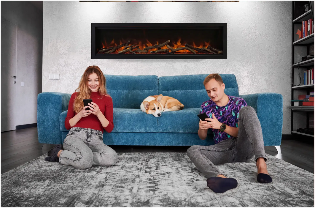 Amantii Symmetry Lumina 60" Indoor Outdoor Built-in Smart Electric Fireplace Amantii Dreamwood Living