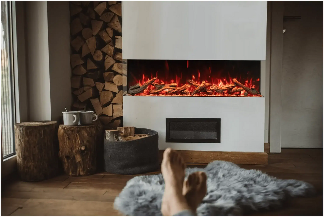 Amantii Tru View Bespoke 75" 3 Sided Indoor / Outdoor Electric Fireplace Amantii