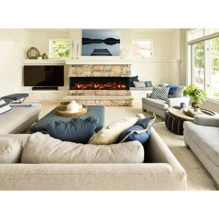 Amantii Tru-View 60" Three Sided Slim Glass Electric Fireplace Amantii