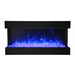 Amantii Tru-View XL Deep 40" Built-In Three Sided Electric Fireplace - blue flames over glass media, front view (view 2)