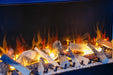 Amantii TruView Signature 3-Sided Glass Electric Fireplace - close-up of orange flames over a log set