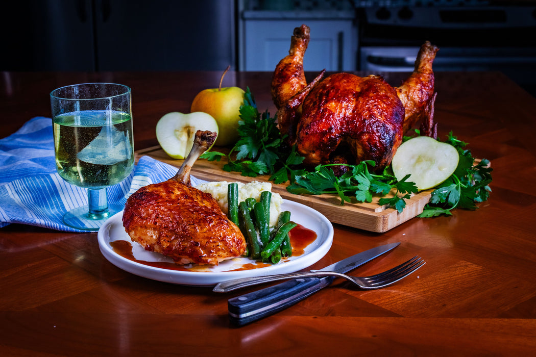 56034 Chicken Roaster – in use, with chicken, view 2