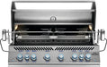 700 Series 44 RB Built-in Gas Grill – front view, lid open with interior lights
