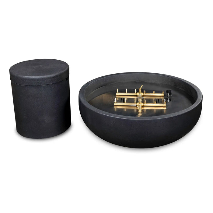Blaze propane tank cover beside the Blaze 38" gas fire bowl
