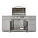 Blaze 72" stainless steel BBQ island with a 32" 4-burner gas grill, center doors open showing the cabinet interior