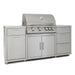 Blaze 72" stainless steel BBQ island with a 32" 4-burner gas grill, angled view with the hood closed