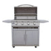 Blaze BCM 32" 4-burner freestanding gas grill on its cart, front view with the hood open