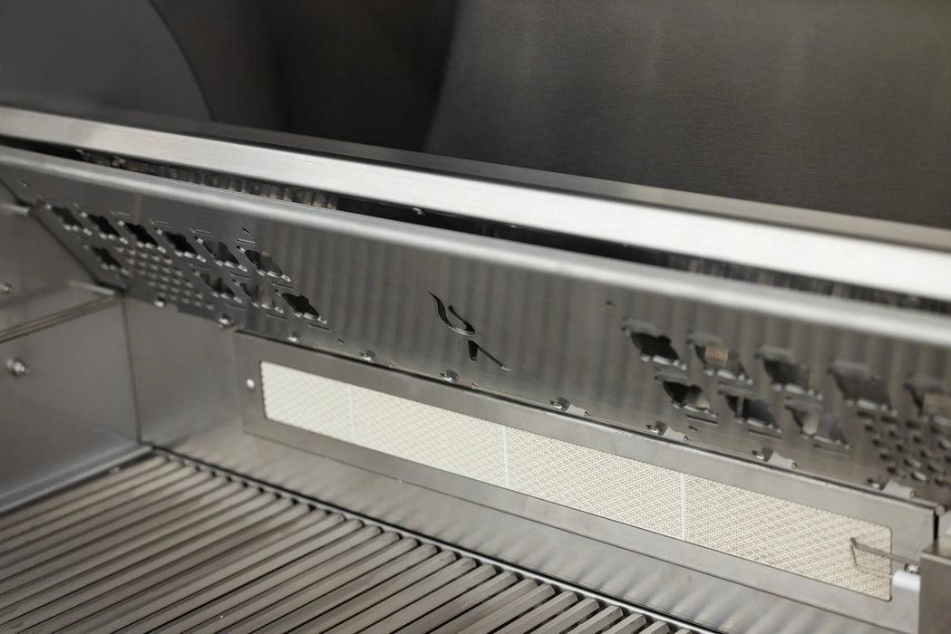 Blaze LTE PRO grill rear infrared burner on the back wall above the cooking grates, close-up