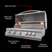 Blaze LTE+ 40" grill features: Easy-Lift Hood, Multi-Zone Cooking, Push-and-Turn Ignition, Premium Construction