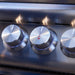 Blaze LTE+ Marine Grade 32" built-in grill control knobs with blue LED rings, close-up