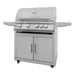 Blaze LTE+ Marine Grade 32" freestanding gas grill on its cart, angled view with the hood closed