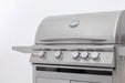 Blaze LTE+ Marine Grade 32" freestanding gas grill, close-up of the hood and control panel with the hood closed