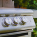 Blaze LTE+ Marine Grade freestanding grill control knobs with blue LED rings, outdoor close-up