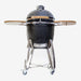 Coyote Asado smoker on the C1CHCS-CT stand with both side shelves up
