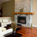 Dimplex Deluxe 39" Built-in Electric Firebox - installed in a stacked-stone fireplace with a wood mantel in a living room