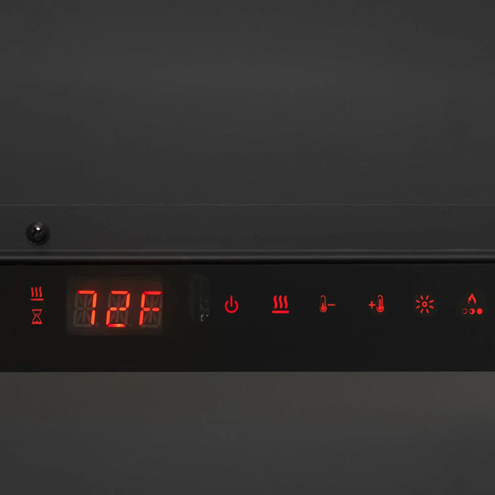Dimplex Ignite Bold Linear Electric Fireplace - control panel close-up with the display reading 72°F