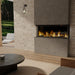 Dimplex Ignite Bold 50" Linear Electric Fireplace - corner installation in a stone wall on a covered patio