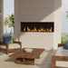 Dimplex Ignite Bold 60" Linear Electric Fireplace - installed in a covered patio wall above a seating area