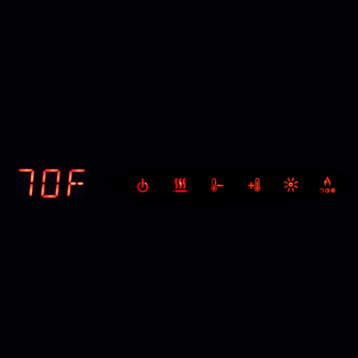 Dimplex Ignite Evolve Linear Electric Fireplace - control panel close-up with the display reading 70°F