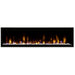 Dimplex Ignite Evolve linear electric fireplace, front view with orange flames