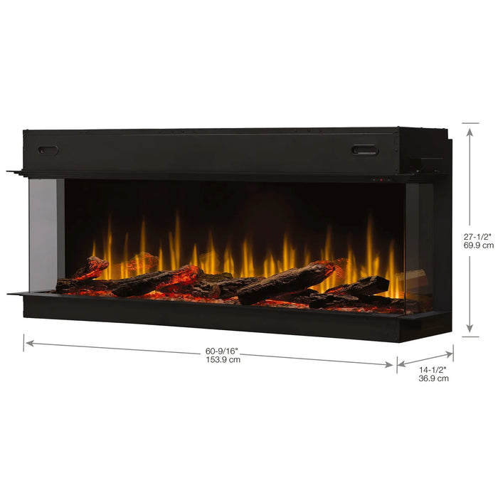 Dimplex Ignite Ultra 60" Built-in Linear Electric Fireplace - dimensions drawing with width, height and depth