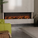 Dimplex Ignite Ultra 74" Built-in Linear Electric Fireplace - corner installation in a white quartz wall