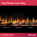 Dimplex Ignite Ultra Built-in Linear Electric Fireplace - Flex-Flame infographic showing Dynamic-Fire A, Dynamic-Fire B and Multi-Fire flame options