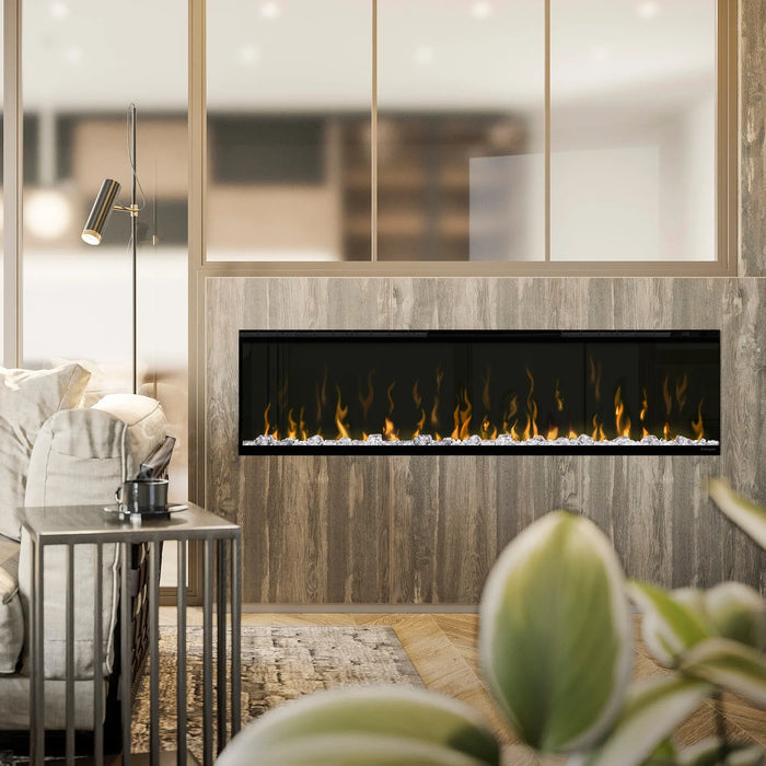 Dimplex Ignite XL 60" Linear Electric Fireplace - installed in a reclaimed wood wall in a living room